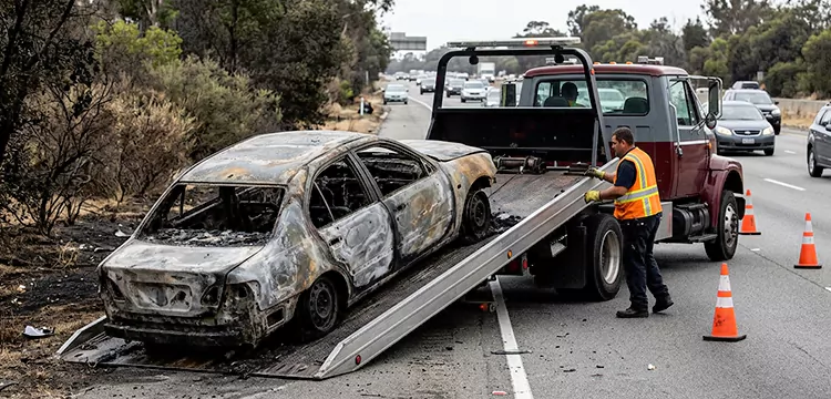 Fire-Damaged Wrecked Car Removal in Chicago